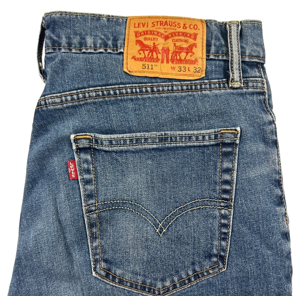 Levis 511 Slim Fit Jeans Mens 33x32 Medium Wash Blue Denim Pants